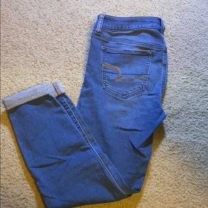 American Eagle light wash jeans.